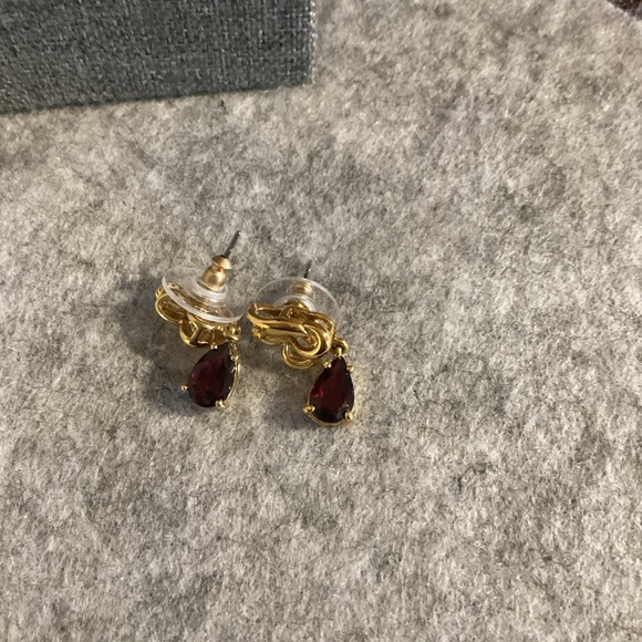 Elegant Gold and Red Teardrop Earrings - Picture 2 of 5